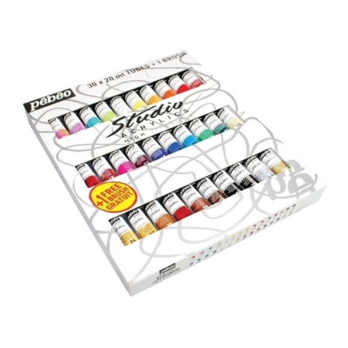 Set 30 culori acrilice, 20ml, Pebeo Studio Acrylics