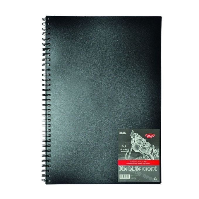 Bloc Schite A3, hartie neagra, 30 file, 140g/mp, Daco