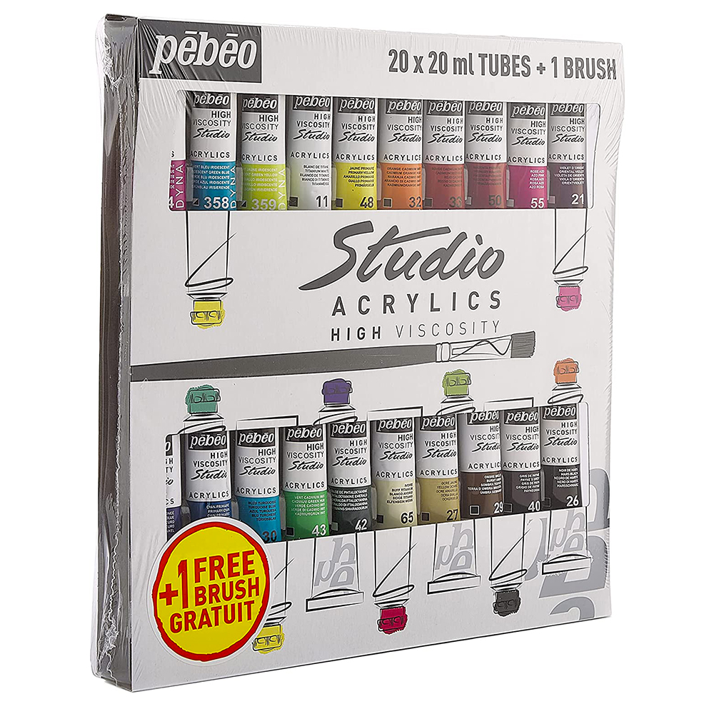 Set 20 culori acrilice, 20ml, Pebeo Studio Acrylics - 22
