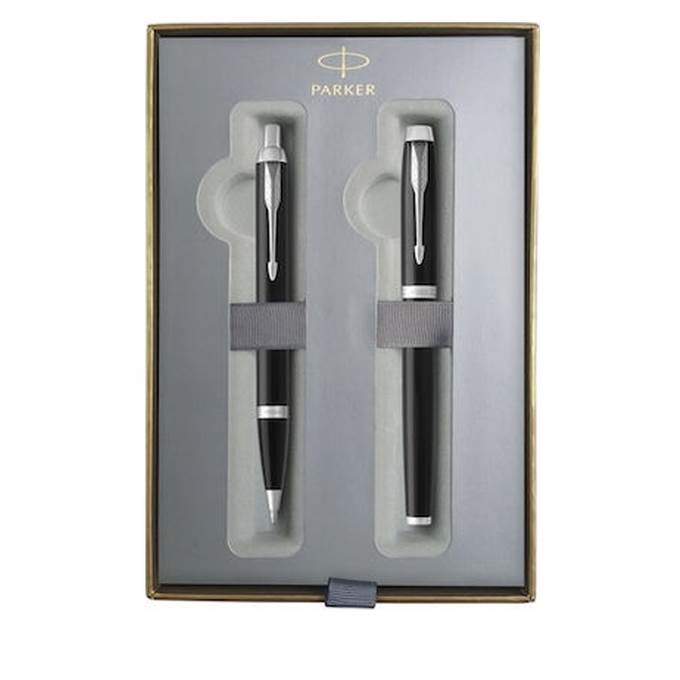 Set pix si stilou, Black Lacquer CT, Parker, finisaje din Crom