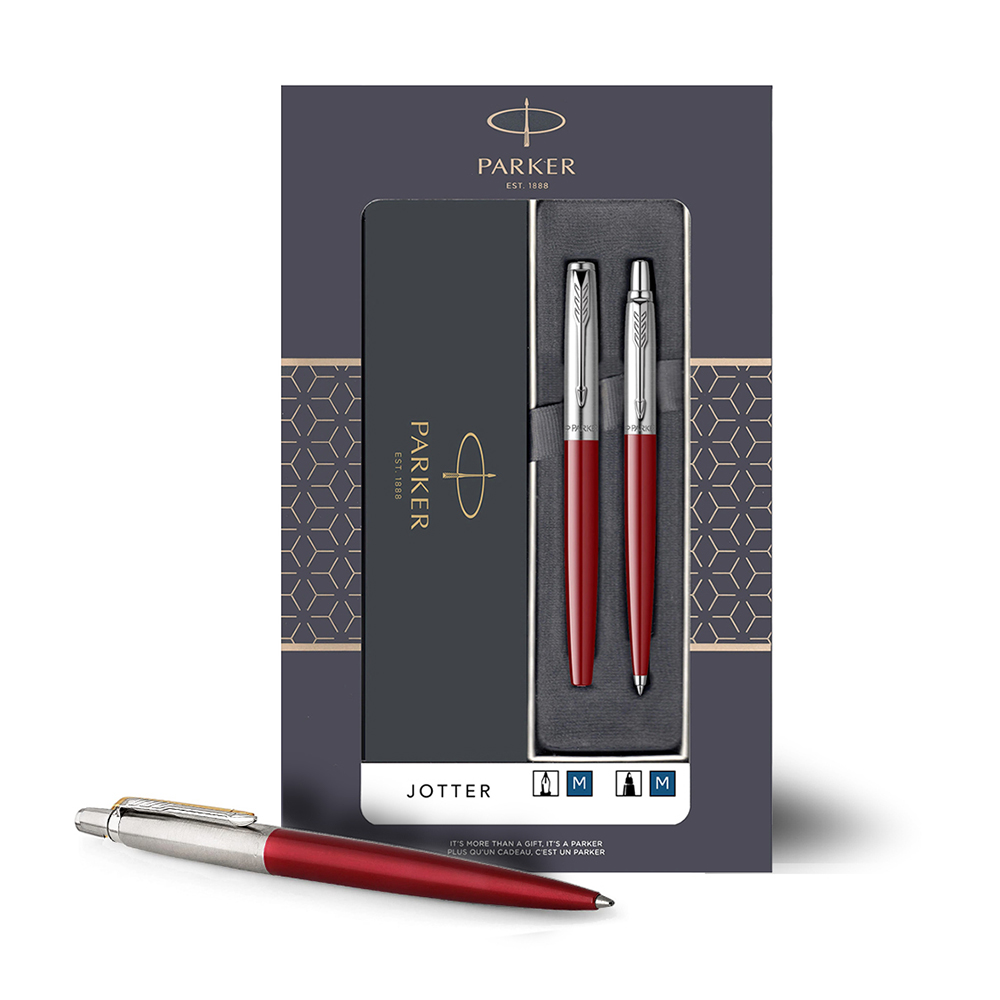 Set Pix si Stilou Parker Jotter, Rosu, cu funisaje din Crom - Image 3