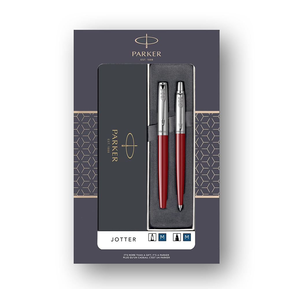 Set Pix si Stilou Parker Jotter, Rosu, cu funisaje din Crom - Image 2