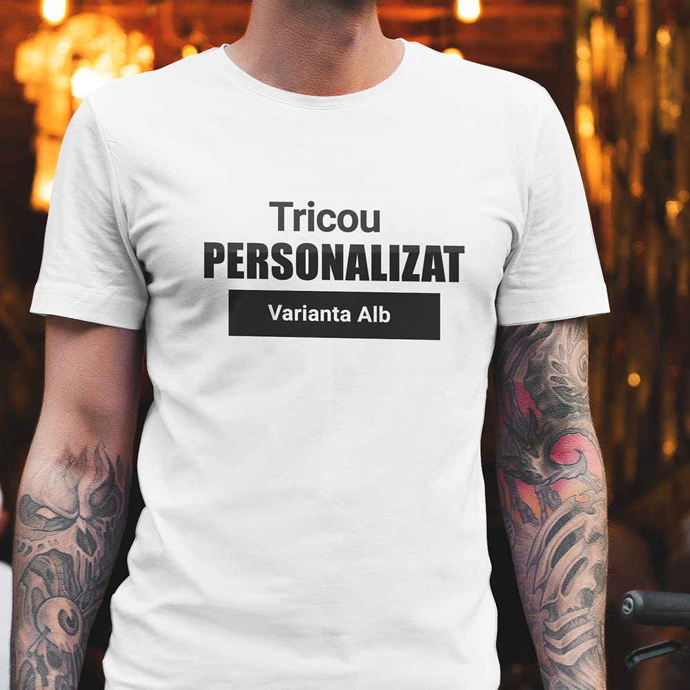Tricou Personalizat Alb Barbati, 100% Bumbac, Marimi Diferite - Image 3