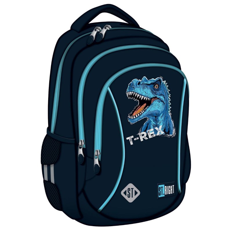 Ghiozdan prescolari, St. Right, 3 compartimente, BLUE T-REX BP26